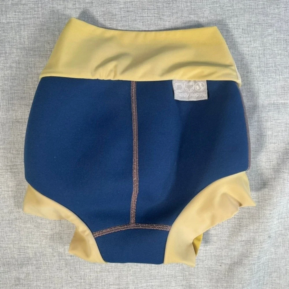 Splash About Happy Nappy Duo Swim Diaper Blue Yellow Neoprene Baby Toddler 3-4